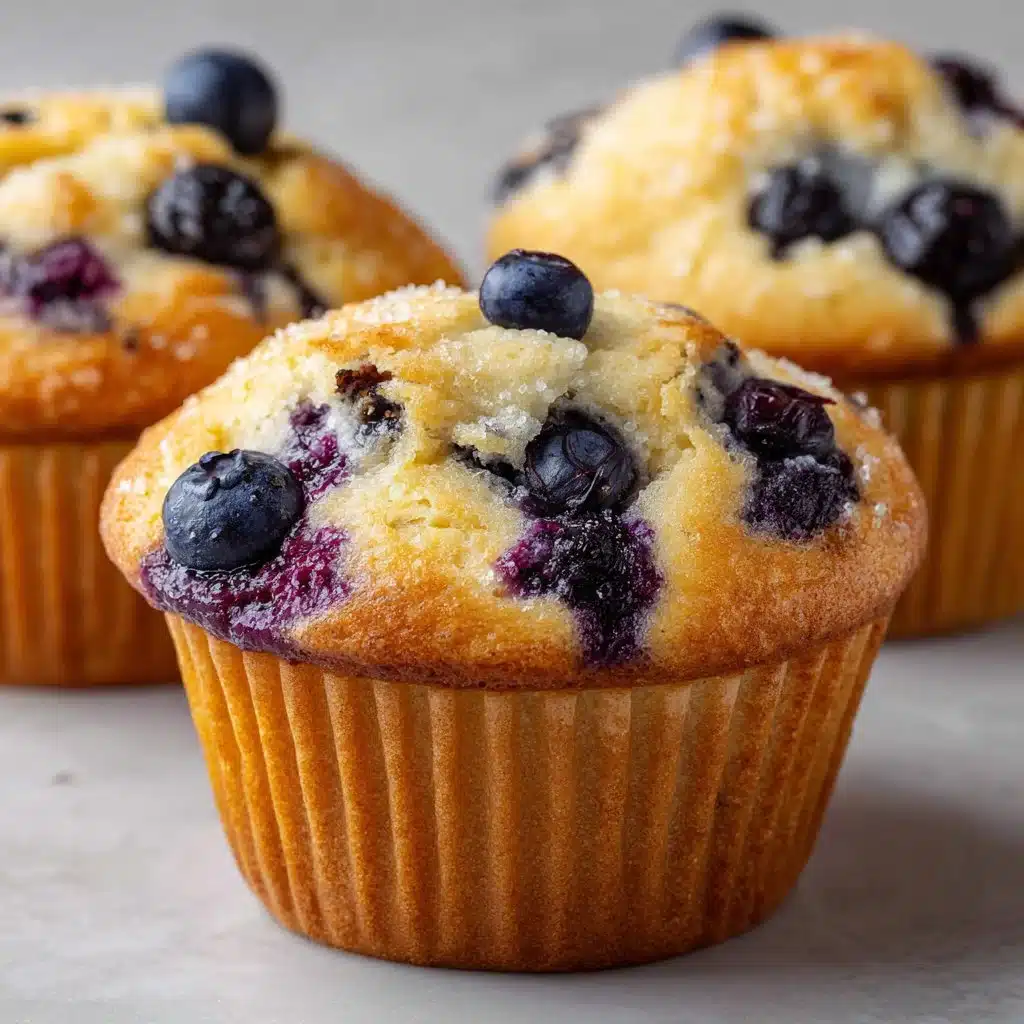 The Best Blueberry Muffins Recipe to Sweeten Your Day 3 Freshly baked blueberry muffins with juicy blueberries on a wooden table
