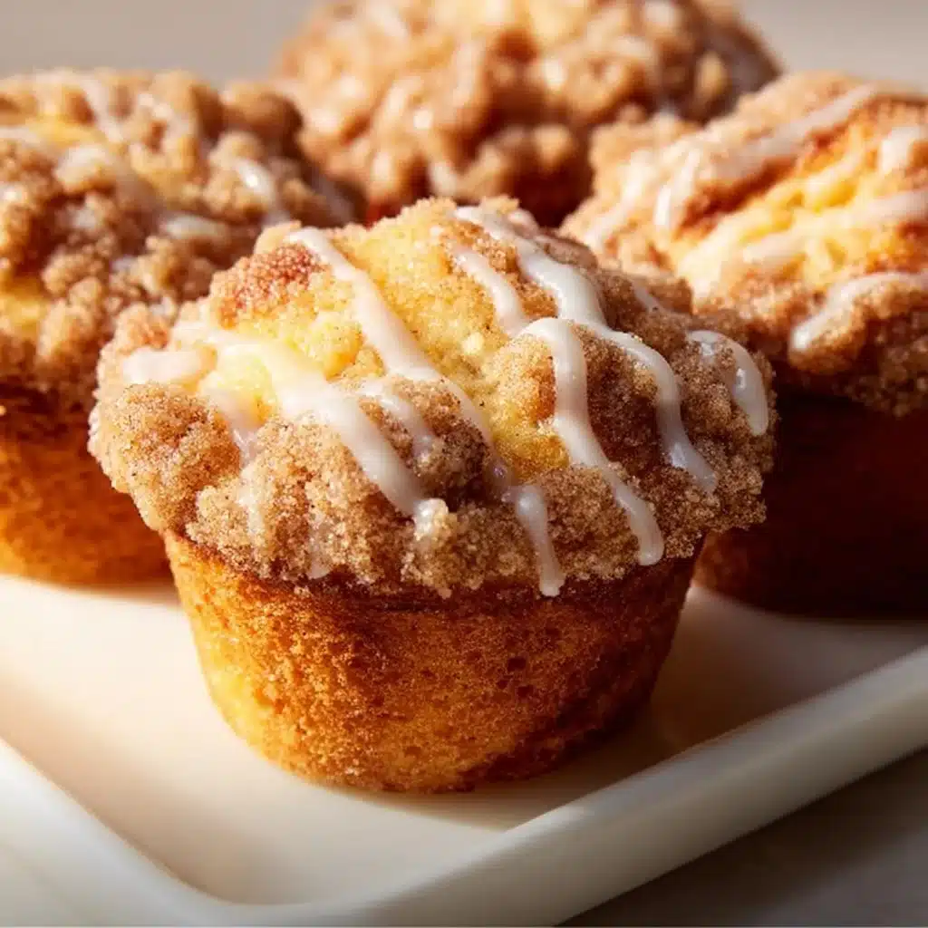 Delightful Coffee Cake Muffins to Brighten Your Day 3 Freshly baked coffee cake muffins with crumb topping on a wooden table