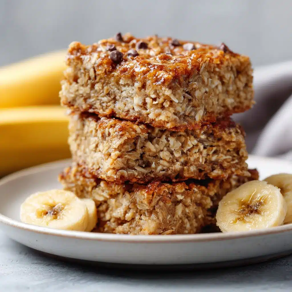 Delightful Banana Oatmeal Bars: A Sweet and Healthy Treat 3 Delicious banana oatmeal bars on a white plate