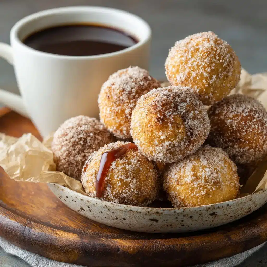 Plate of healthy air fryer churro bites dusted with cinnamon sugar