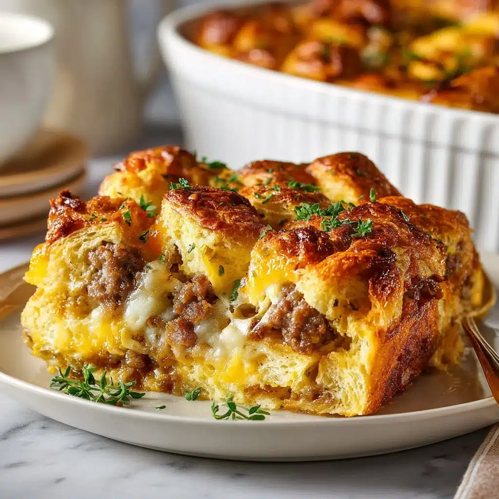 Overnight Croissant Breakfast Casserole 3 Delicious Overnight Croissant Breakfast Casserole ready to be served.