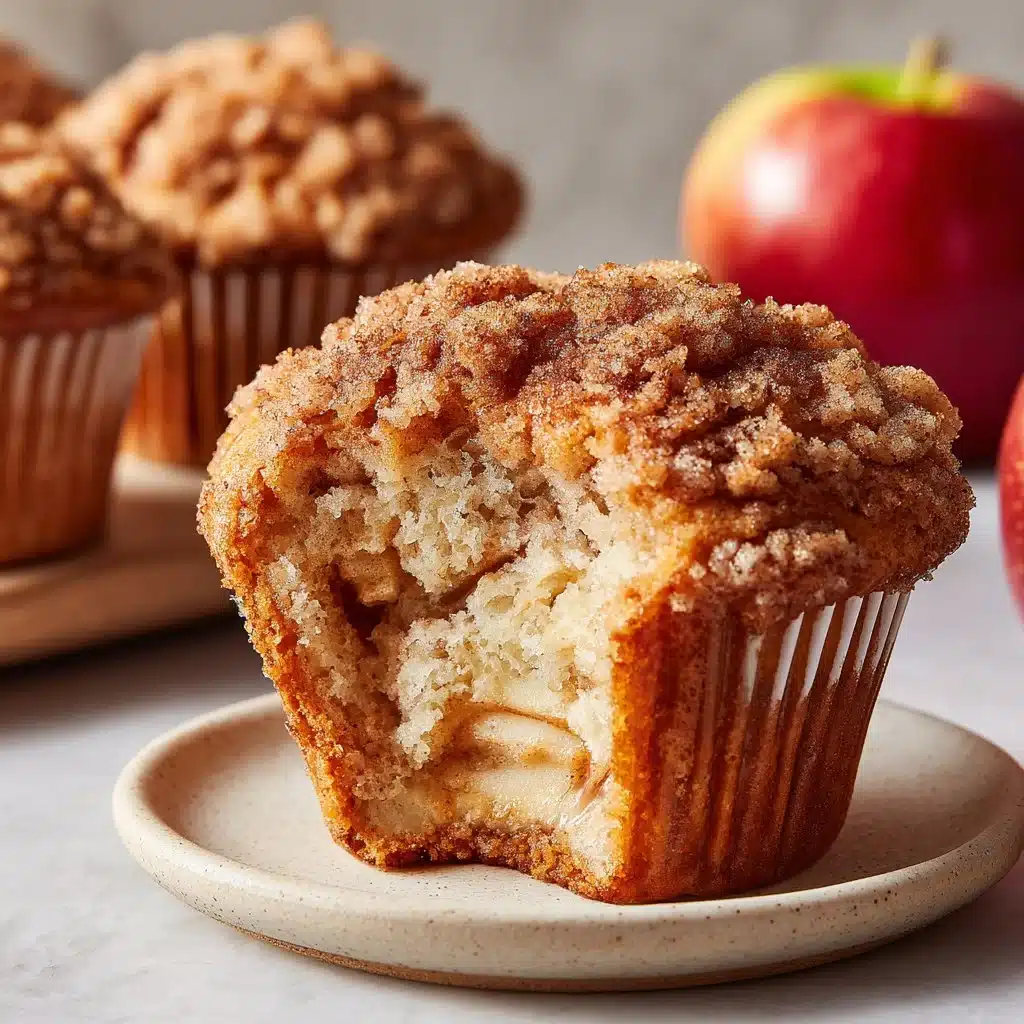 Delicious apple cinnamon muffins with streusel topping fresh from the oven