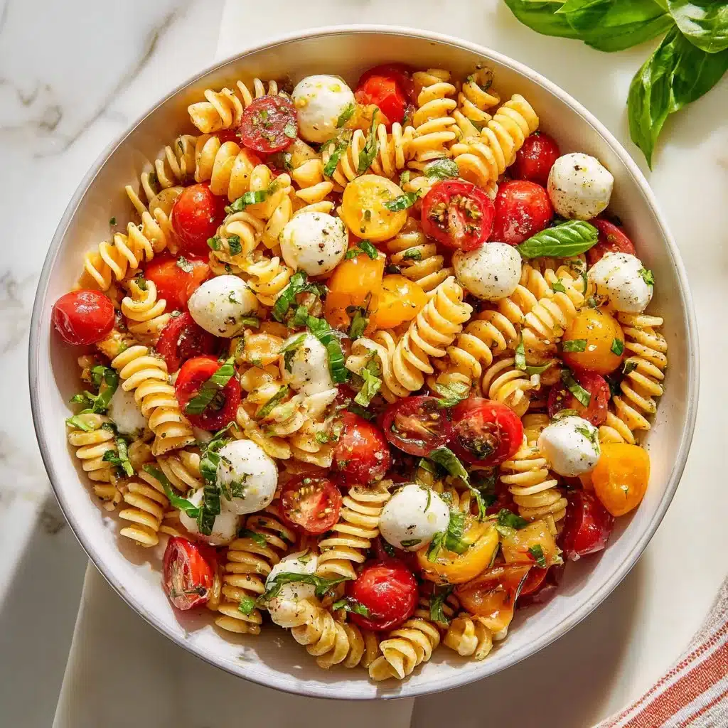 Colorful Caprese Pasta Salad: A Vibrant Meal Idea for Any Occasion 3 Colorful Caprese Pasta Salad with fresh tomatoes, mozzarella, and basil