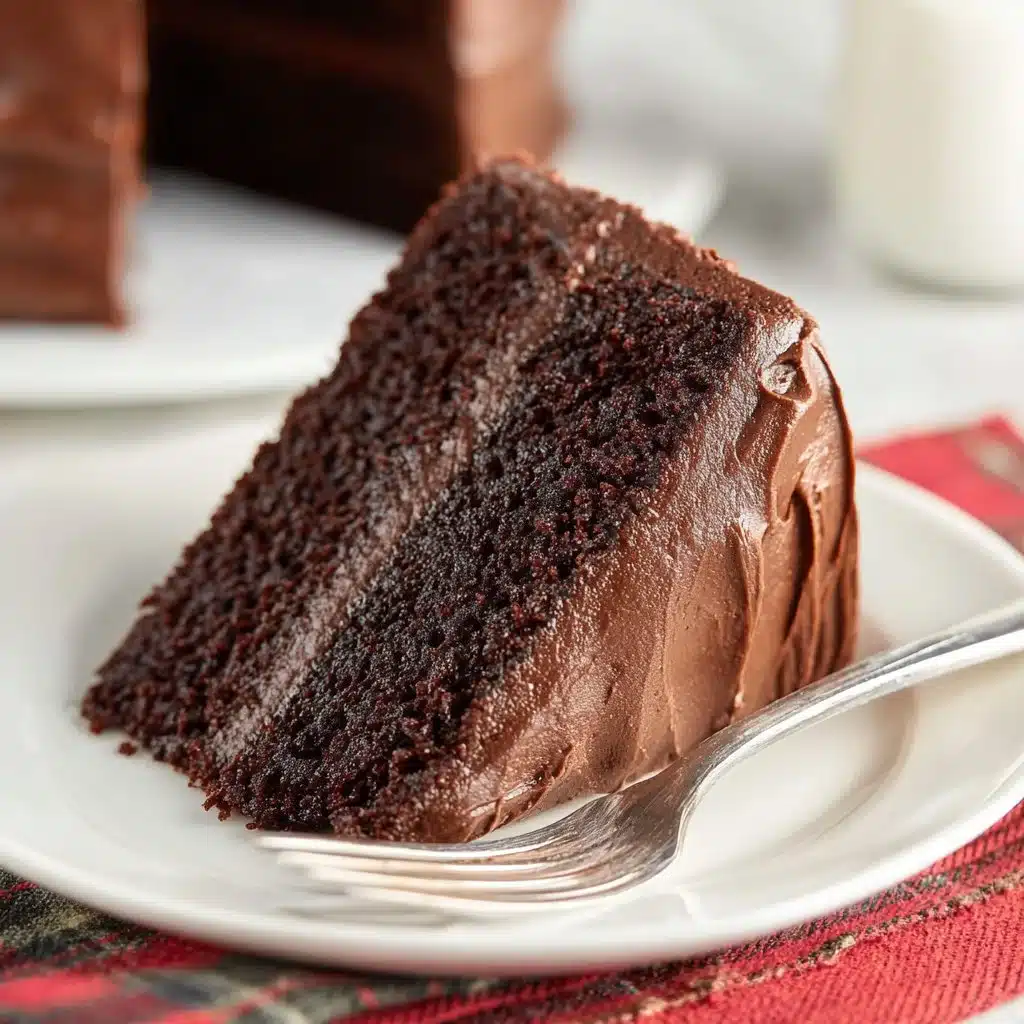 Decadent Homemade Chocolate Cake 3 Decadent homemade chocolate cake topped with rich chocolate frosting