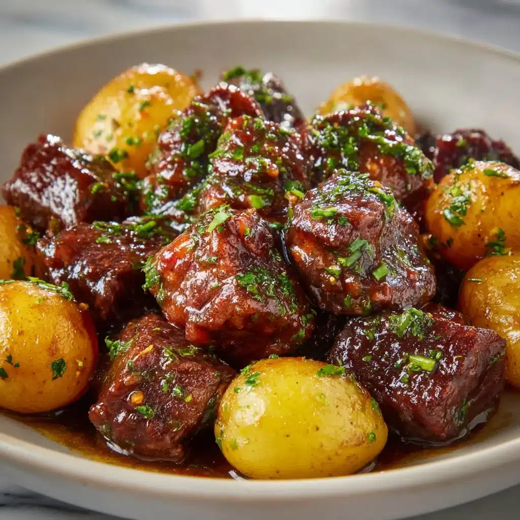 Garlic Butter Beef Bites with Potatoes: The Cozy Comfort Dish 3 Garlic butter beef bites with potatoes, a delicious savory dish ready to serve.
