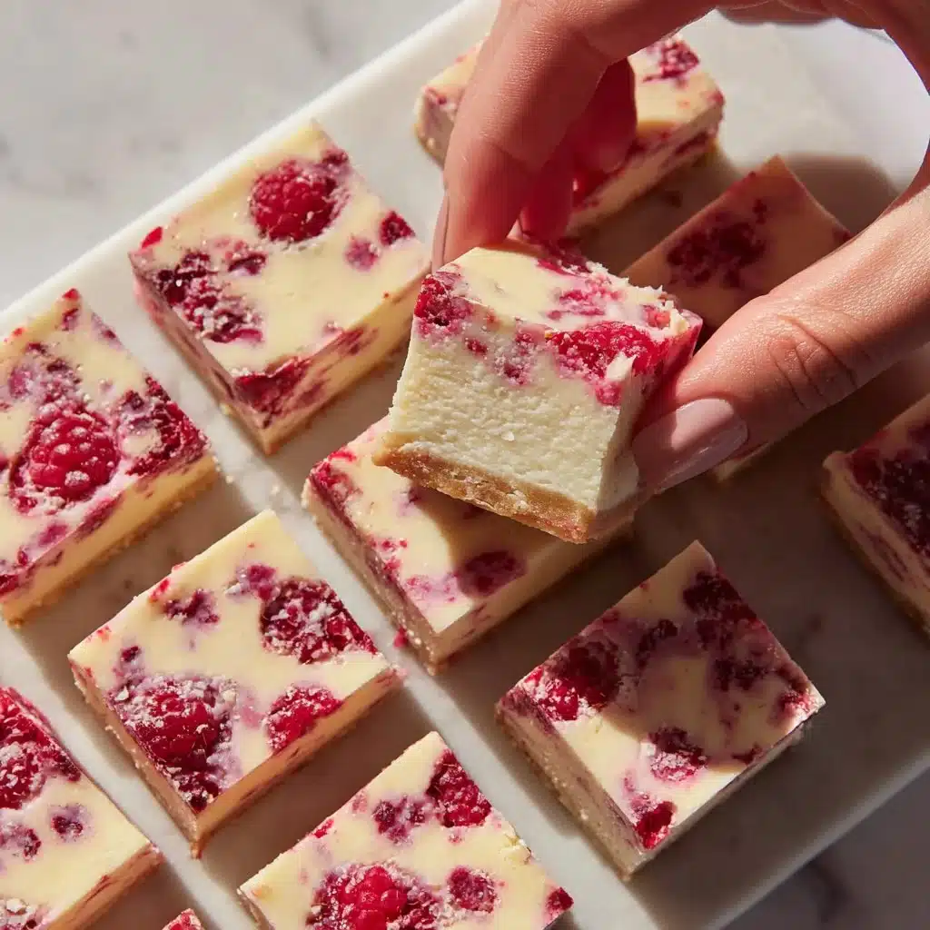 Healthy and High Protein Raspberry Cheesecake Bars 3 Healthy high protein raspberry cheesecake bars with fresh raspberries and a creamy texture.