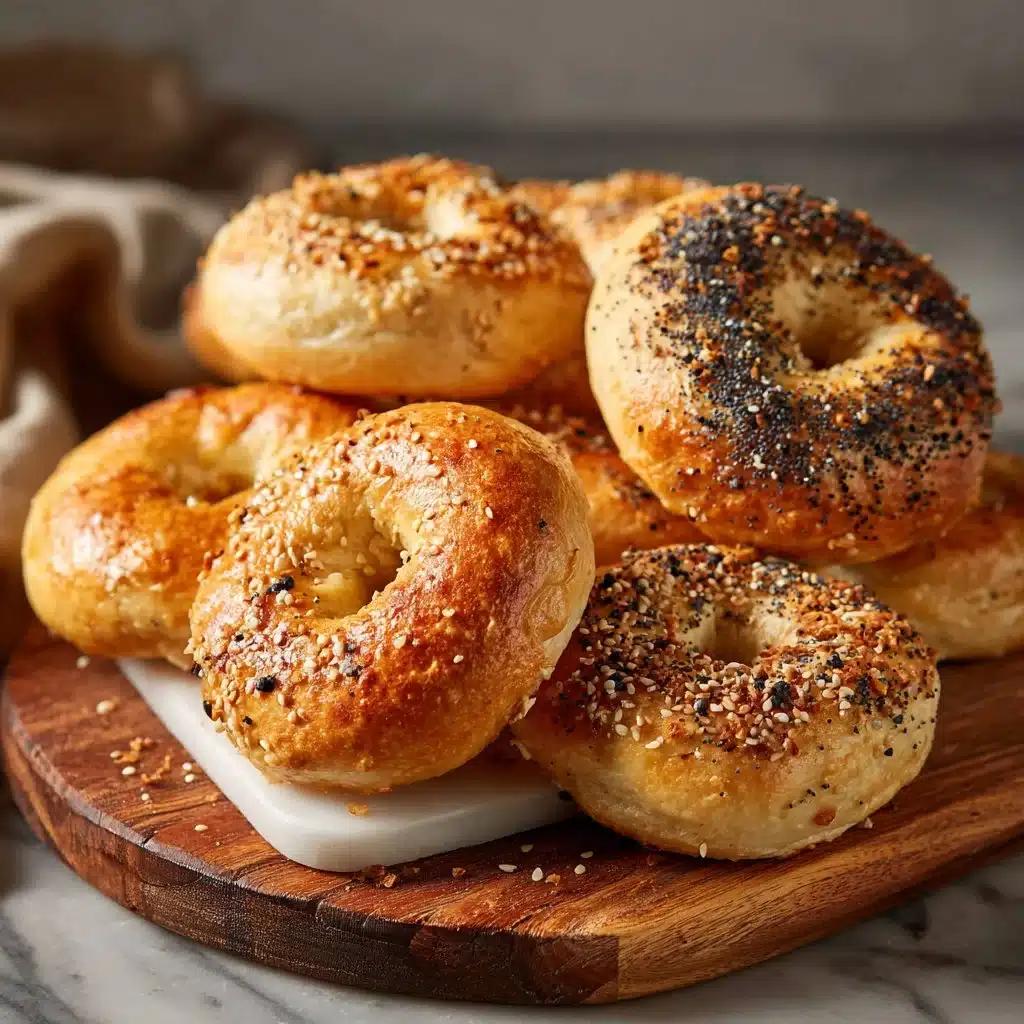Homemade Bagels: Your New Favorite Breakfast Delight 3 Freshly baked homemade bagels on a wooden table with toppings.