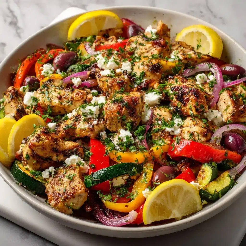Colorful Mediterranean Chicken Stir Fry with vegetables and spices.