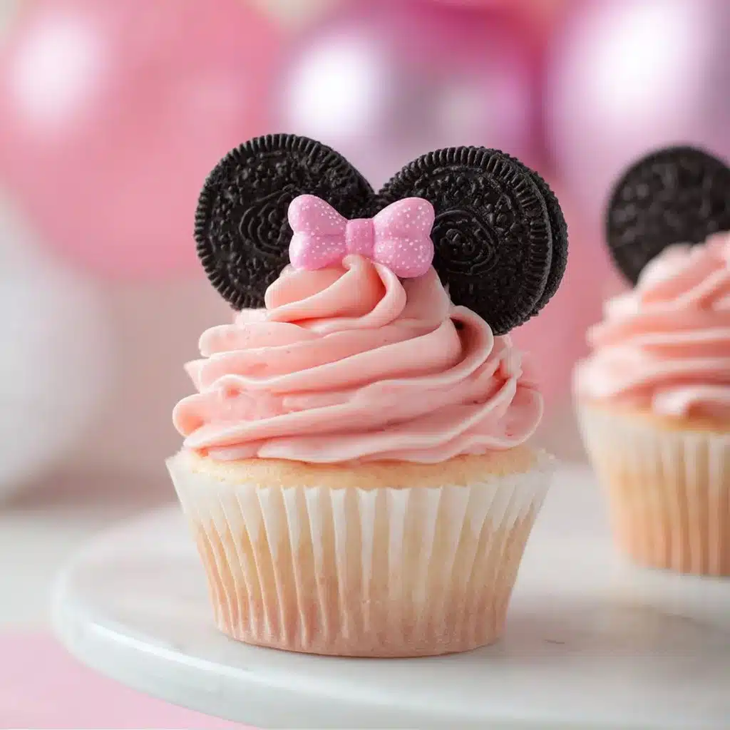 Adorable Minnie Mouse Cupcakes: A Fun Baking Adventure 3 Delicious Minnie Mouse cupcakes decorated for a birthday party