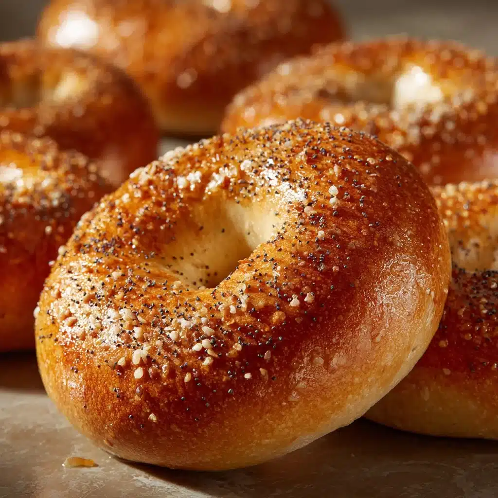 Freshly baked New York Style Bagel with sesame seeds and cream cheese