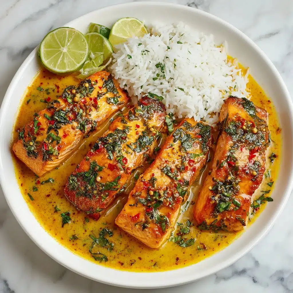 One-Pan Coconut Curry Salmon with Garlic Butter