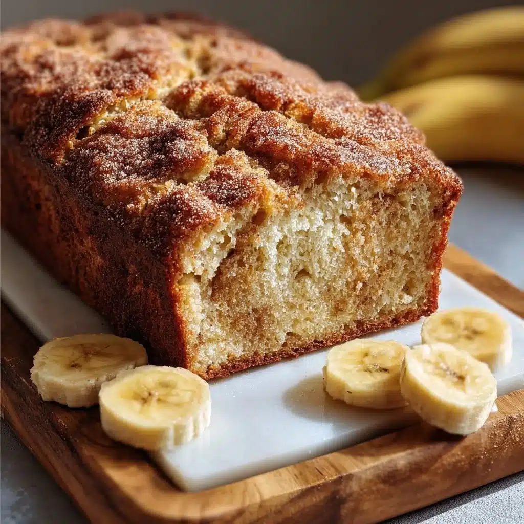Delicious Snickerdoodle Banana Bread freshly baked and served on a plate.