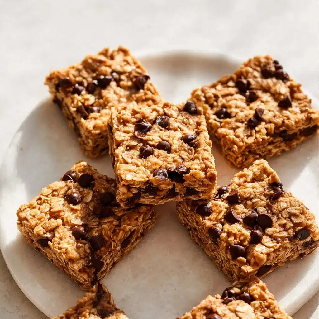 Homemade Banana Oatmeal Bars on a rustic wooden table