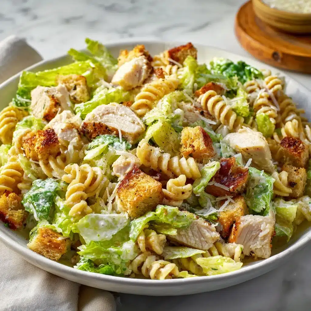 Delightful Chicken Caesar Pasta Salad: A Perfect Summer Dish 3 Delicious Chicken Caesar Pasta Salad with grilled chicken, romaine, and Caesar dressing