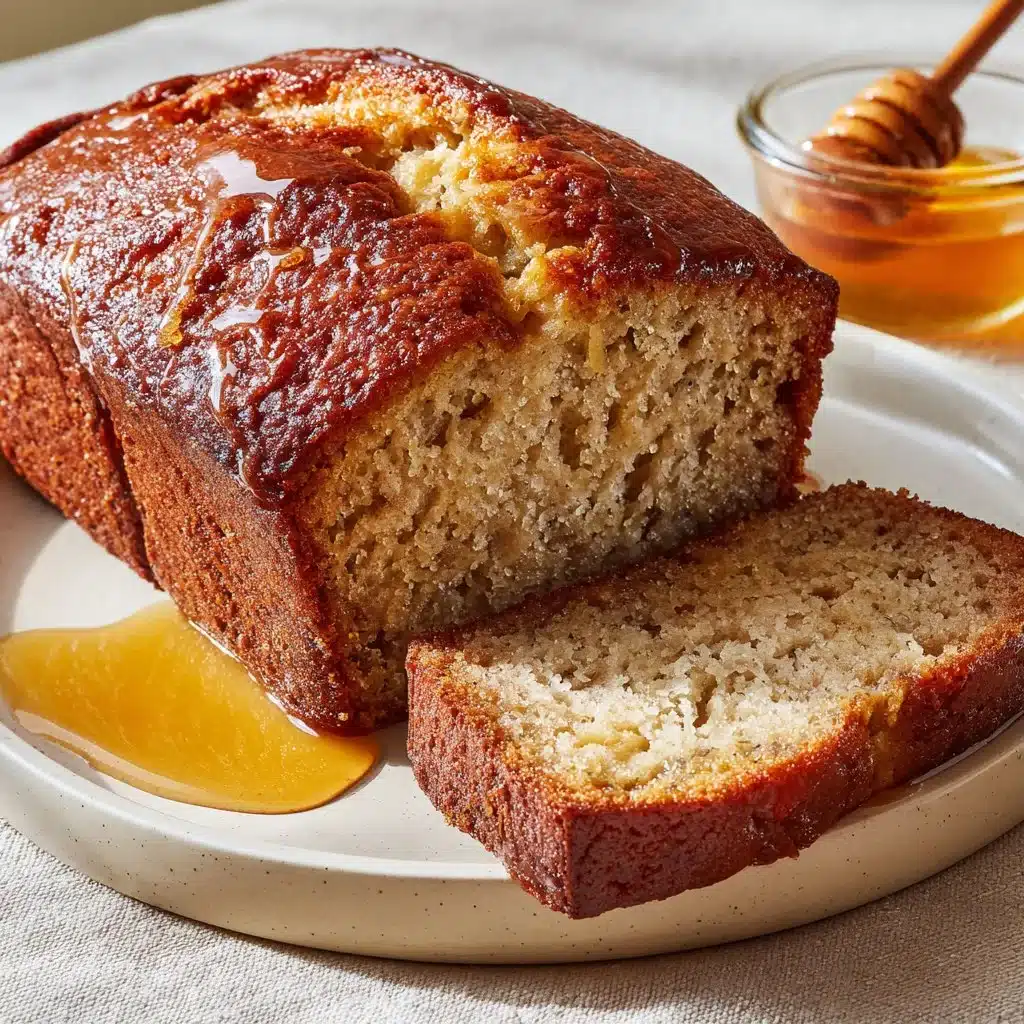 Slice of classic banana bread on a wooden cutting board with fresh bananas