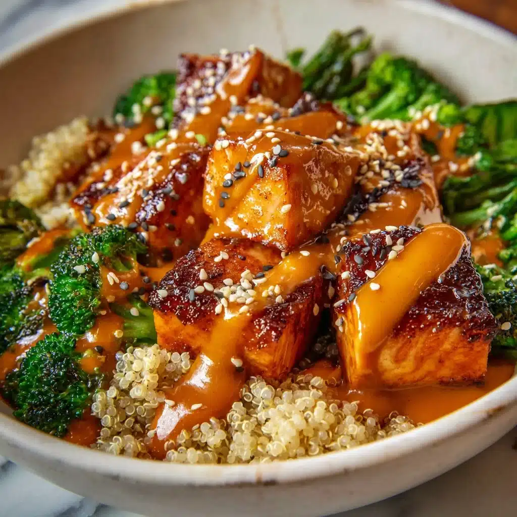Crispy Bang Bang Salmon Bites served in a flavorful bowl