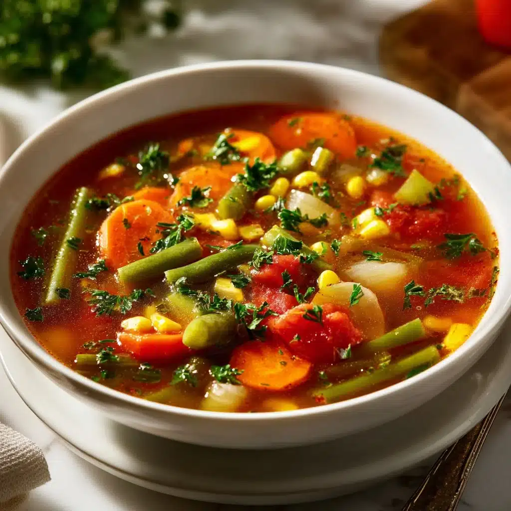 Delicious and Easy Vegetable Soup to Warm Your Soul 3 Bowl of easy vegetable soup with fresh vegetables and herbs
