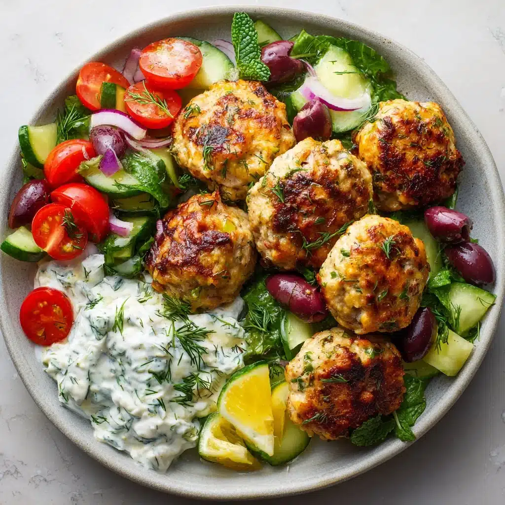 Delightful Greek Chicken Meatballs with Homemade Tzatziki 4 Greek Chicken Meatballs + Homemade Tzatziki