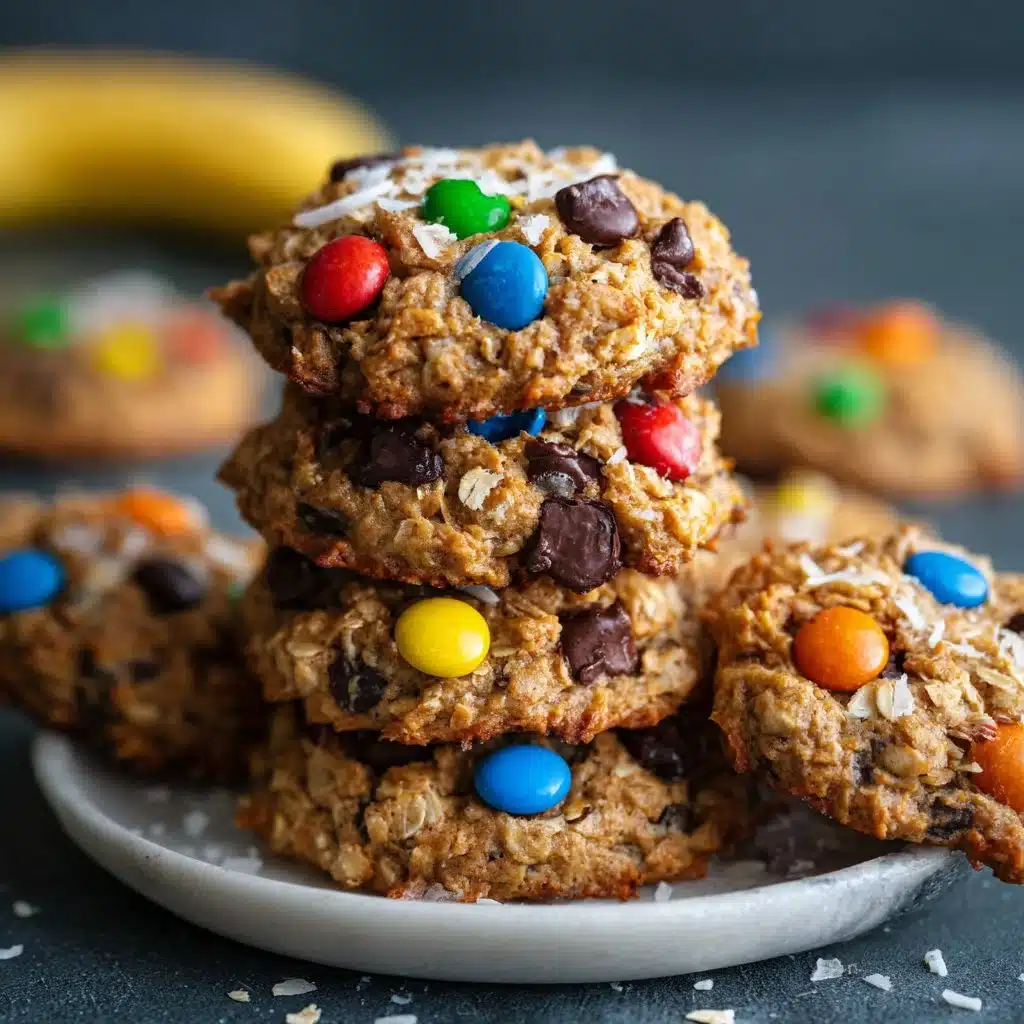 Healthy banana monster cookies with oats and chocolate chips