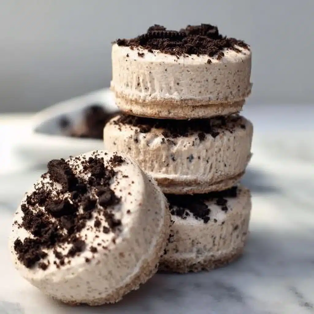 Healthy No-Bake Oreo Cheesecake Bites on a plate ready to serve