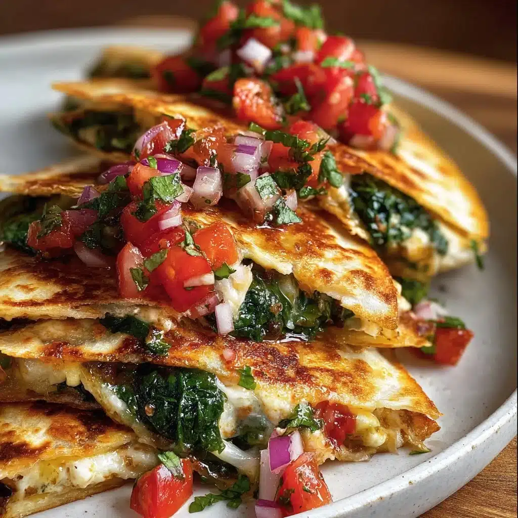 Mediterranean Quesadillas: A Flavorful Twist on a Classic 3 Mediterranean Quesadillas with spinach, feta cheese, mozzarella, and red onion.