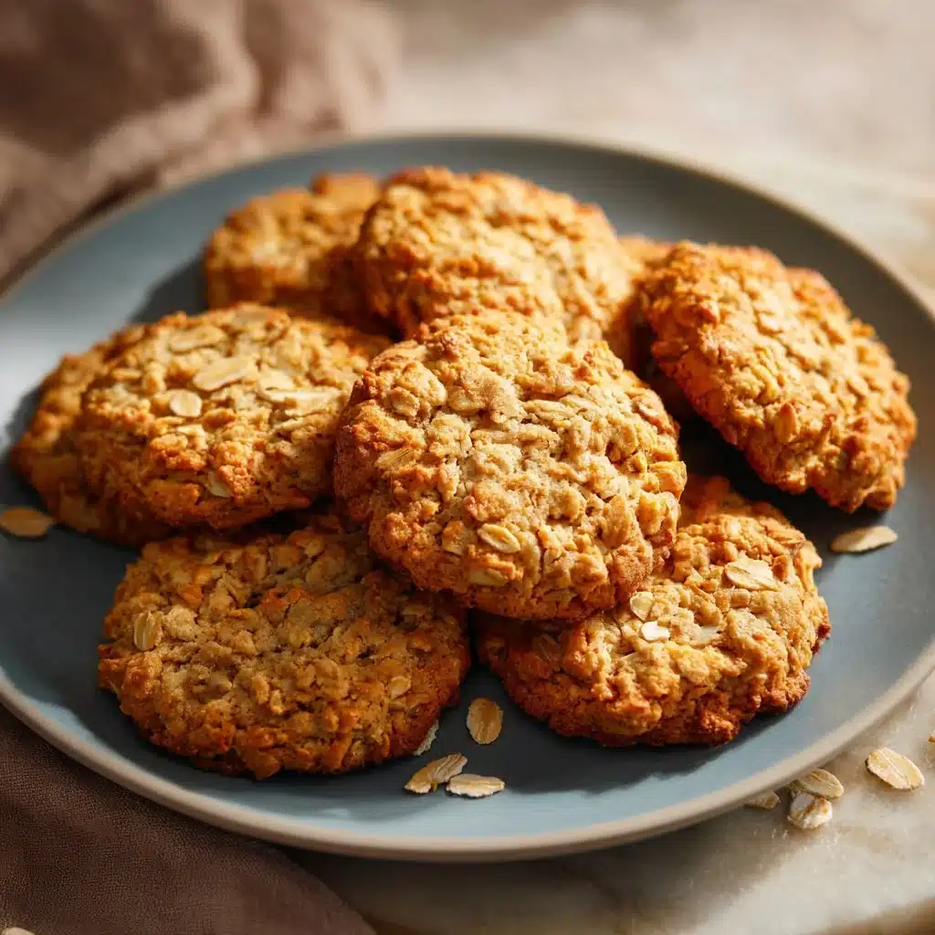 Homemade oatmeal protein cookies on a plate, healthy snack option