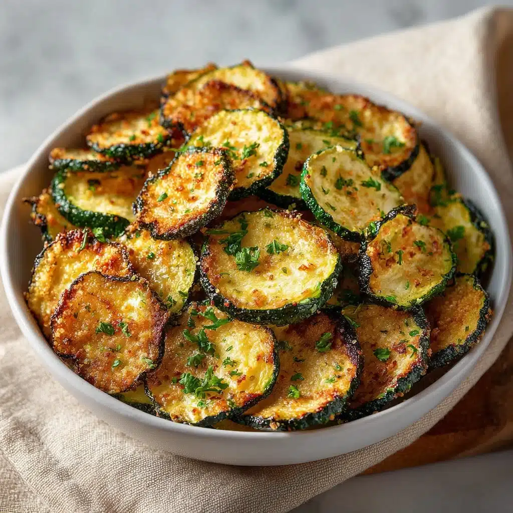 Plate of homemade oven-baked zucchini chips, healthy snack option.