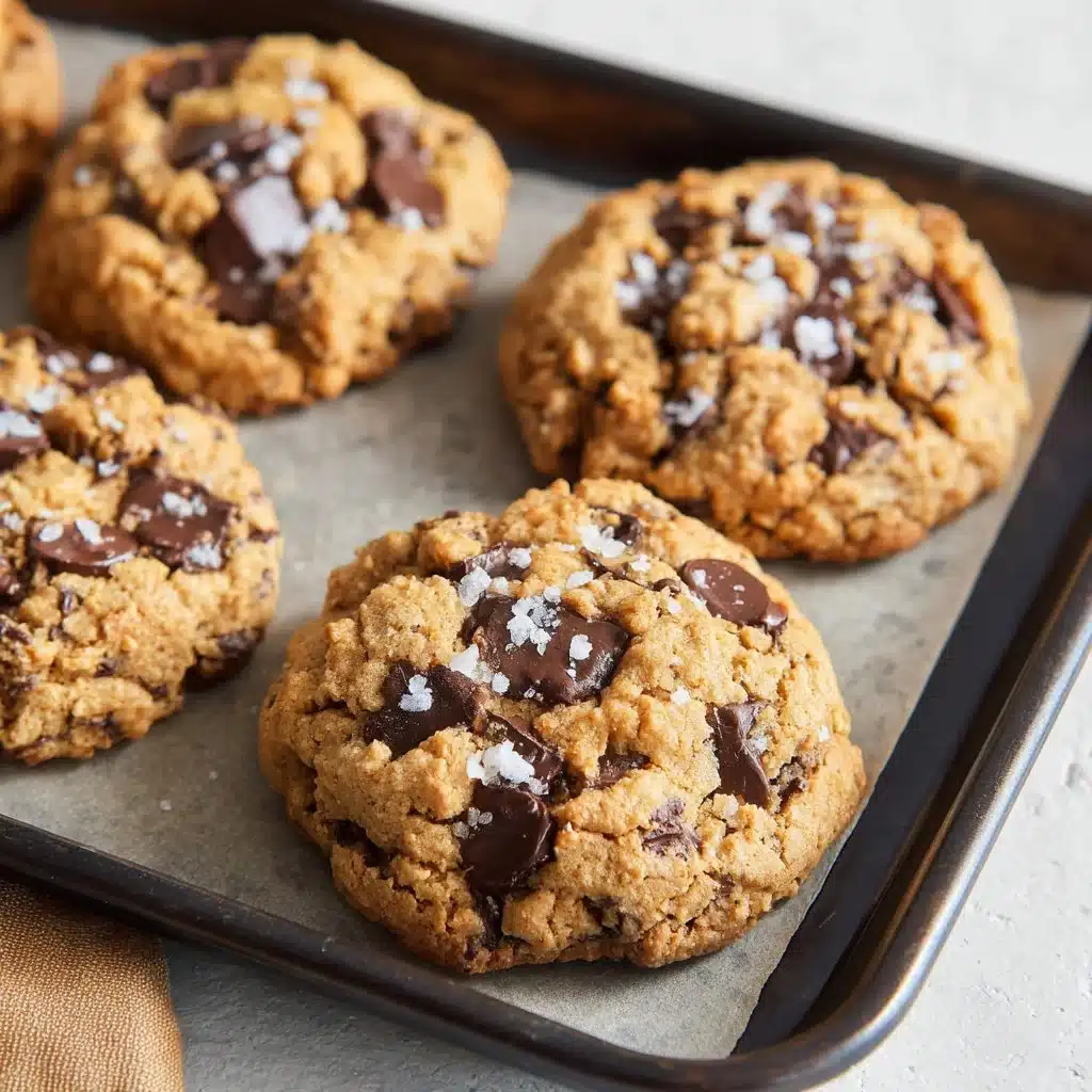 Delicious peanut butter oatmeal chocolate chip cookies fresh from the oven