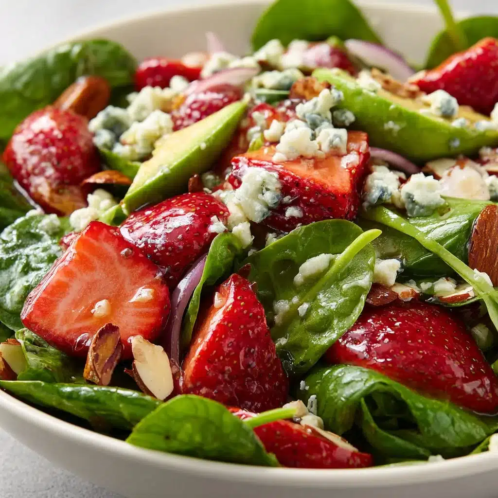 Refreshing Strawberry Avocado Spinach Salad: A Delightful Choice 3 A vibrant Strawberry Avocado Spinach Salad with fresh ingredients.