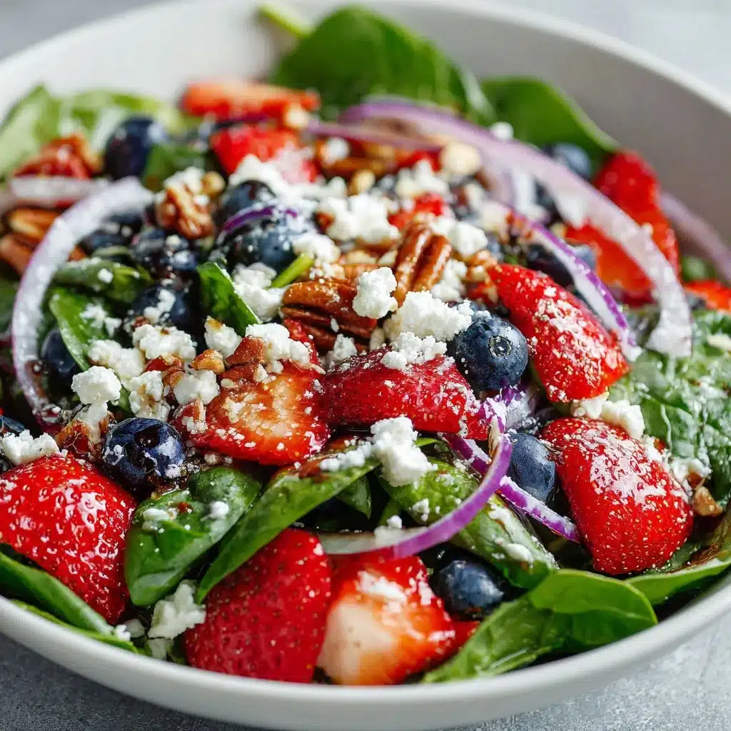Refreshing Strawberry Spinach Feta Salad for Summer Delight 3 Fresh Strawberry Spinach Feta Salad served in a bowl with vibrant greens
