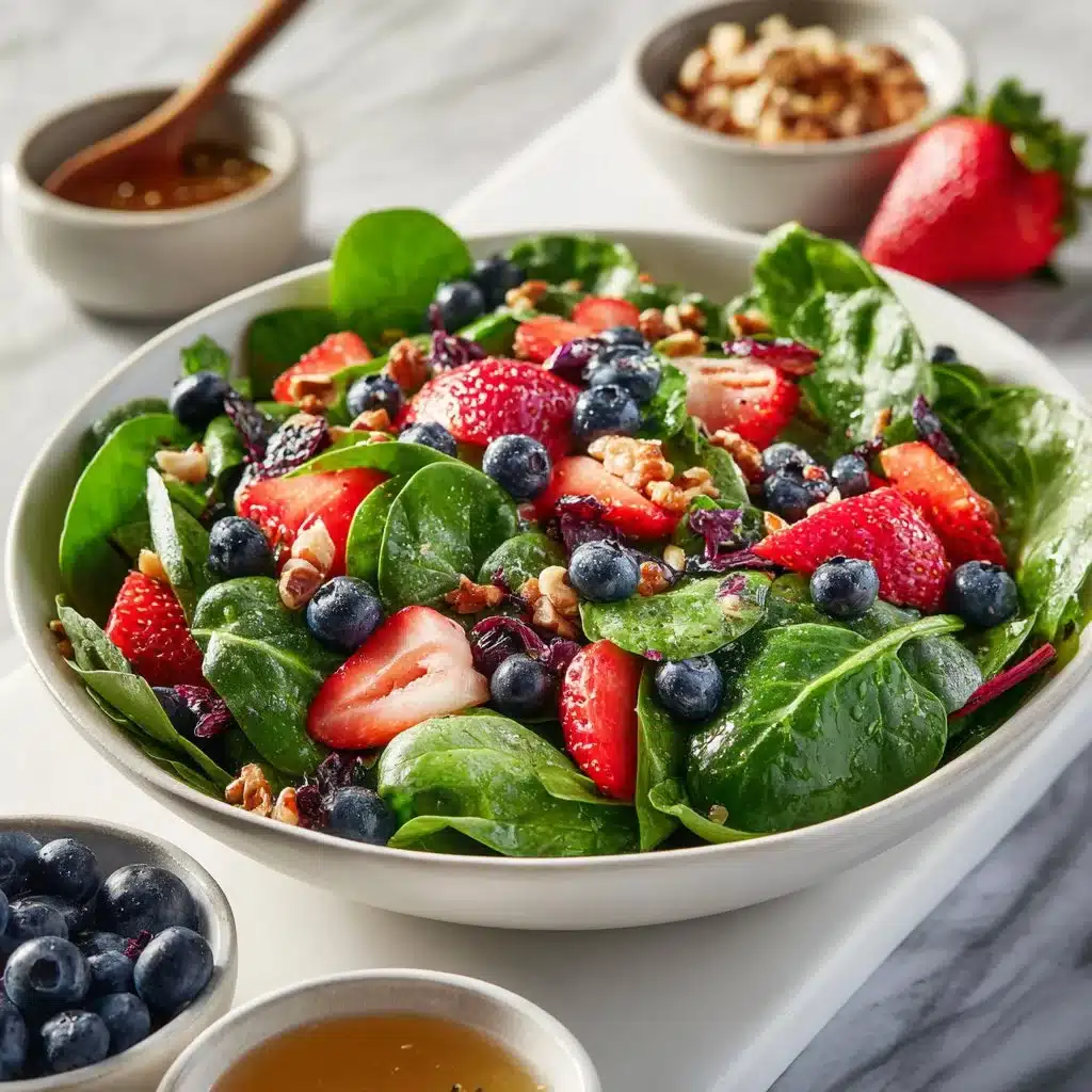 Delightful Berry Spinach Salad: A Fresh Take on Greens 3 Delicious berry spinach salad with fresh berries and green spinach leaves