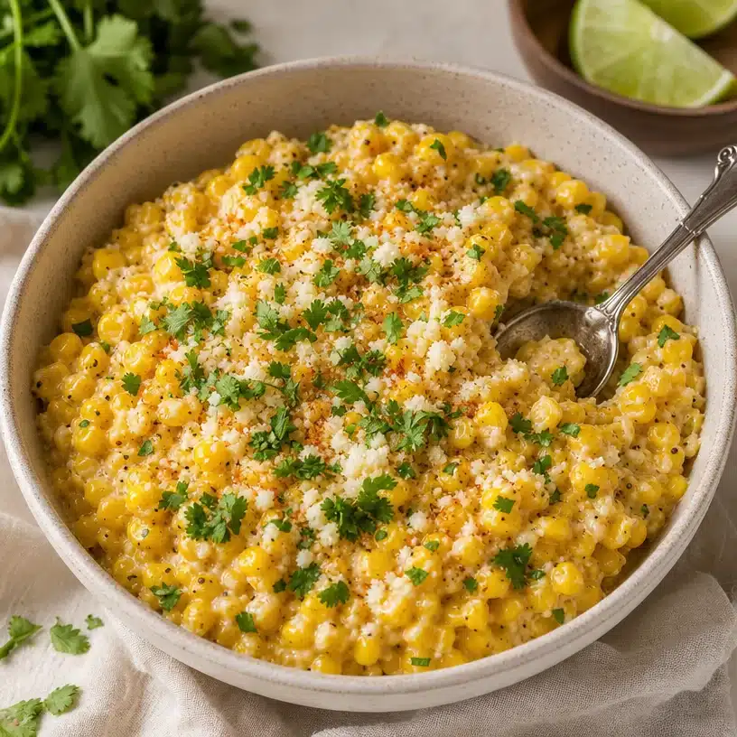Deliciously prepared easy street corn served in a bowl