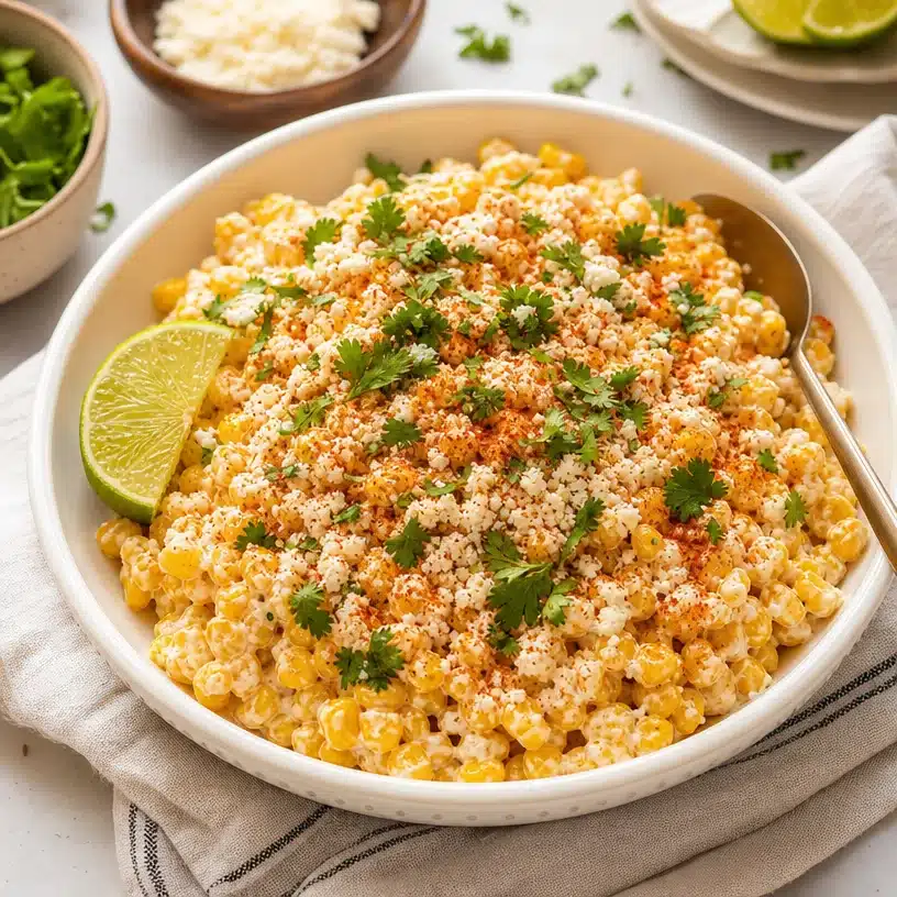 Mexican Street Corn Made Simple: A Flavorful Delight 3 Delicious Mexican street corn served on the cob with cheese and spices