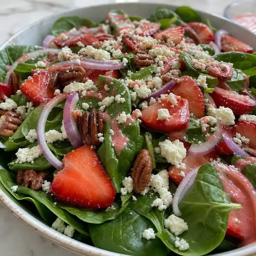Fresh and Flavorful Spinach Strawberry Salad with Strawberry Vinaigrette 4 Spinach Strawberry Salad with Strawberry Vinaigrette