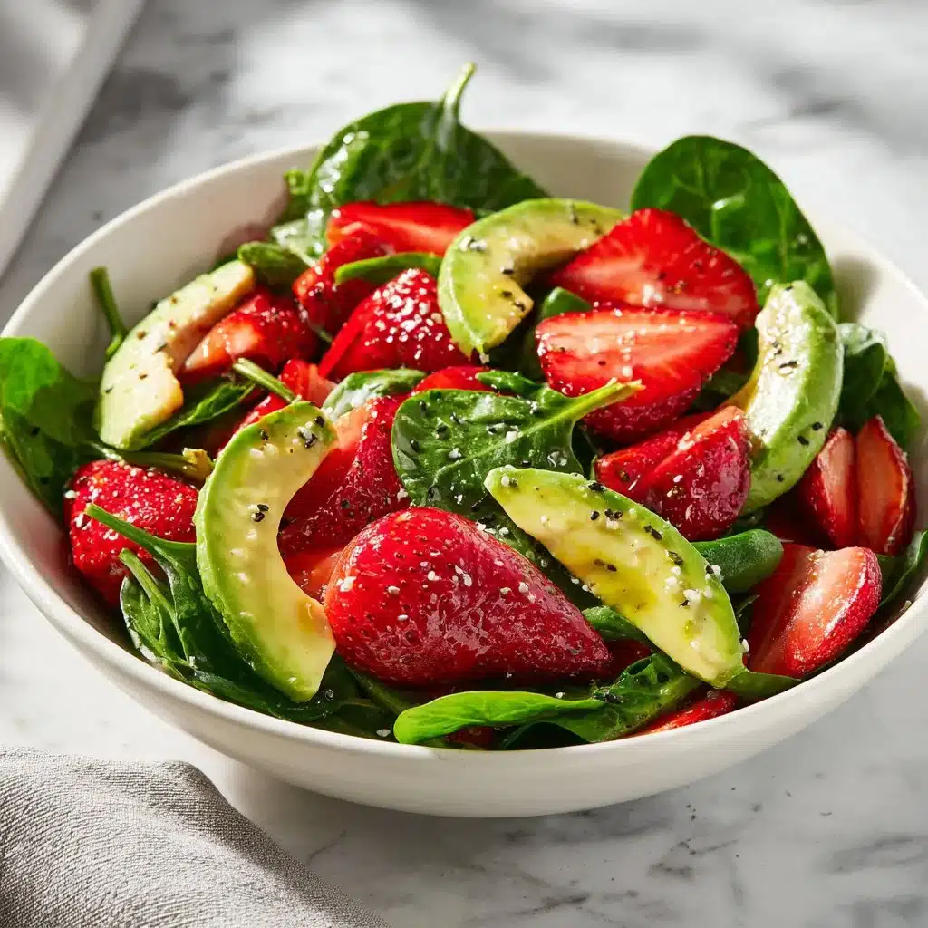 Fresh Strawberry Avocado Spinach Salad with vibrant colors and healthy ingredients