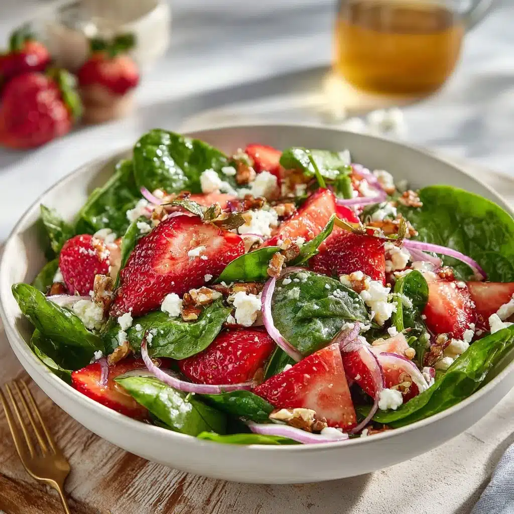 Delightfully Fresh Strawberry Spinach Salad with Balsamic Dressing 3 Strawberry spinach salad served with balsamic dressing