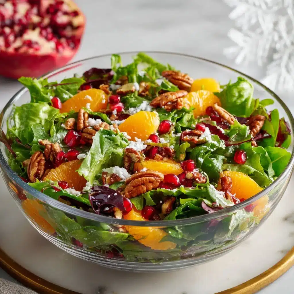 Colorful winter salad with seasonal ingredients in a bowl