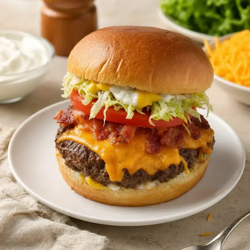 Delicious Crack Burgers served with fresh toppings and condiments.