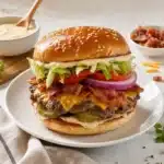 Delicious Crack Burgers served on a plate with toppings